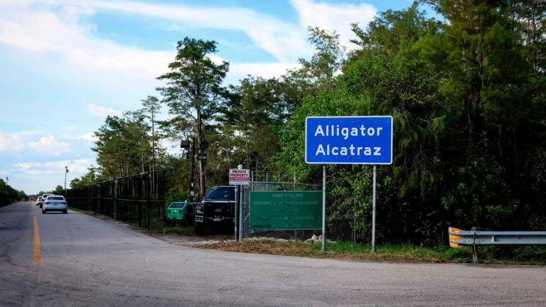 The entrance of Alligator Alcatraz ICE detention center in the Dade-Collier Training and Transition Airport in Ochopee, Florida, U.S. August 3, 2025. - REUTERSPIX
