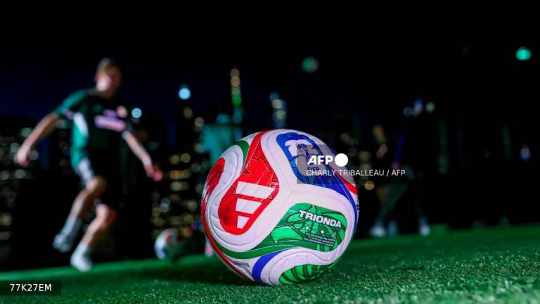 The 2026 FIFA Men's World Cup match ball named Trionda is pictured during its unveiling in New York on October 2, 2025. - AFPPIX