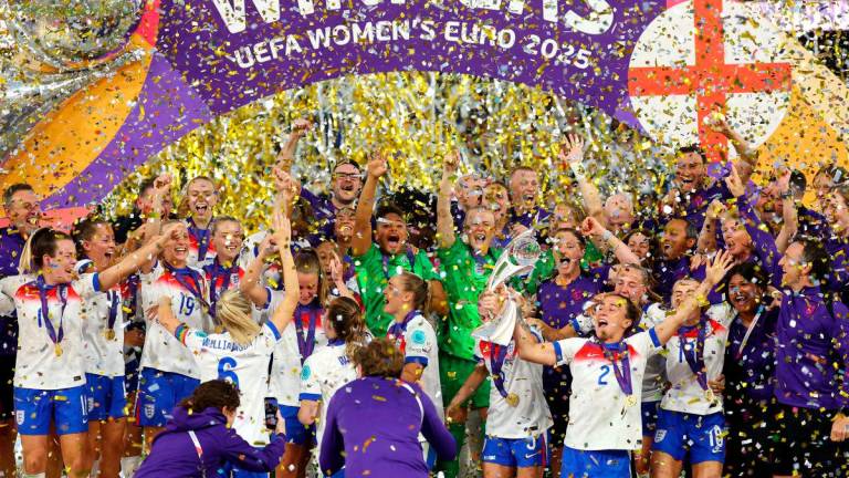 England players celebrate with the trophy after winning the UEFA Women’s Euro 2025 - REUTERS