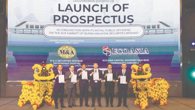 From left: Eco Asia Capital Advisory Sdn Bhd managing director Kelvin Khoo, Wawasan Dengkil Holdings Bhd independent non-executive chairman Thien Chiet Chai, executive directors Lim Kok Seng, Lim Sook Yik, M&amp;A Equity Holdings Bhd managing director Datuk Bill Tan, and M&amp;A Securities Sdn Bhd head of corporate finance Gary Ting. corporate finance head Gary Ting.