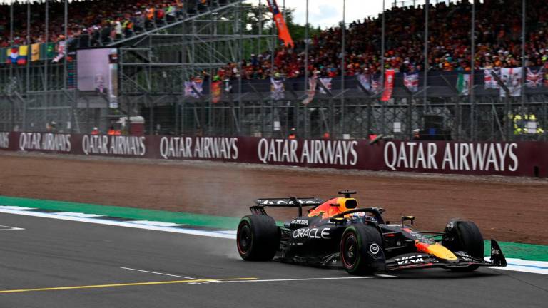 Red Bull Racing’s Dutch driver Max Verstappen drives during the Formula One British Grand Prix at the Silverstone motor racing circuit in Silverstone, central England, on July 6, 2025.- AFP