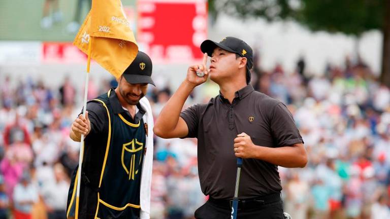 Si Woo Kim at the 2022 Presidents Cup. – Getty Images