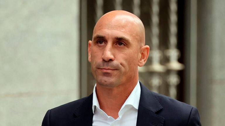 Former president of the Spanish football federation Luis Rubiales leaves the Audiencia Nacional court in Madrid on September 15, 2023. (Photo by Thomas COEX / AFP)