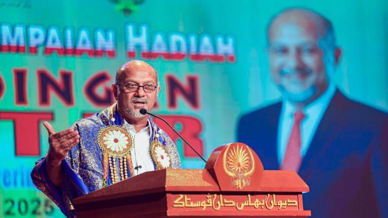 Digital Minister Gobind Singh Deo delivered a speech at the Prize Presentation Ceremony of the 2025 National-Level Malay Language Theatre Competition for Tamil Schools at Wisma Dewan Bahasa dan Pustaka yesterday. – BERNAMA