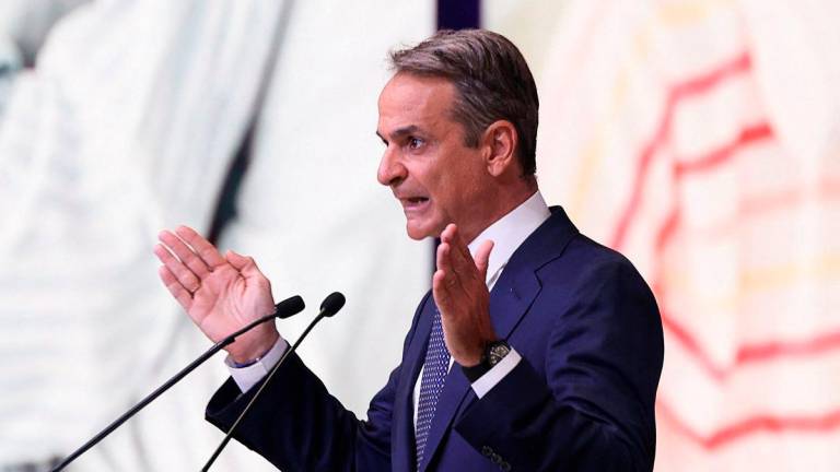 Greek Prime Minister Kyriakos Mitsotakis delivers an annual economic policy speech, at the International Fair of Thessaloniki, in Thessaloniki, Greece, September 6, 2025. - REUTERS