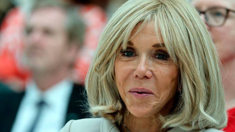 French President’s wife Brigitte Macron attends a ceremony during their visit to The British Museum in London on July 9, 2025, during the second day of a three-day state visit to Britain. (Photo by Ludovic MARIN / POOL / AFP)
