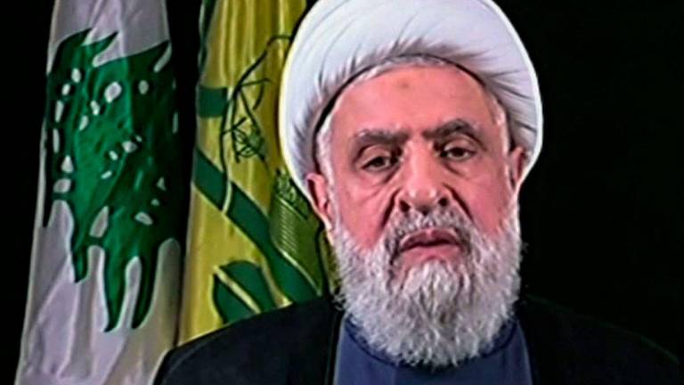Hezbollah chief Naim Qassem. (Photo by Al-Manar / AFP)