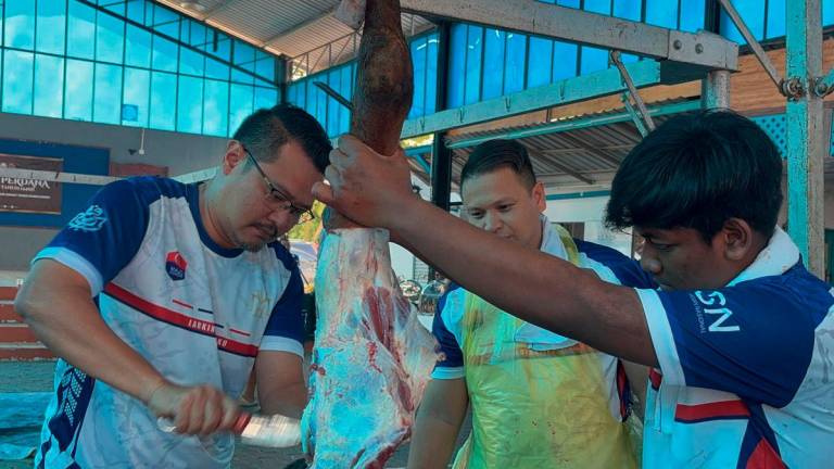 Johor Youth, Sports, Entrepreneur Development and Cooperatives Committee chairman Mohd Hairi Mad Shah during the Larkin state constituency ‘Ibadah Korban Perdana’ programme. - Bernama pic