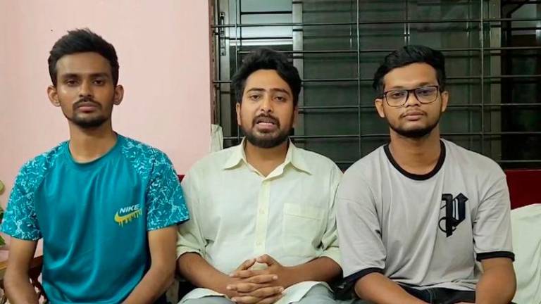 Asif Mahmud, Nahid Islam, and Abu Bakar Majumder, student leaders who spearheaded a movement against job quotas that turned into a call for Prime Minister Sheikh Hasina to resign - REUTERSpix