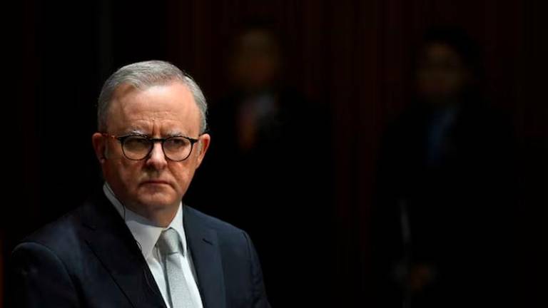 Australian Prime Minister Anthony Albanese speaks to the media during a signing ceremony at the Australian Parliament House in Canberra - REUTERSpix