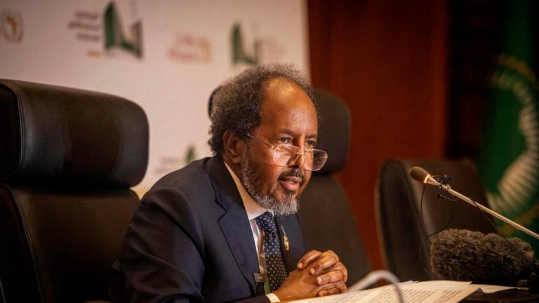 President of Somalia Hassan Sheikh Mohamud conducts a press conference after the 37th Ordinary Session of the Assembly of the African Union (AU) at the AU headquarters in Addis Ababa on February 17, 2024/AFPPix