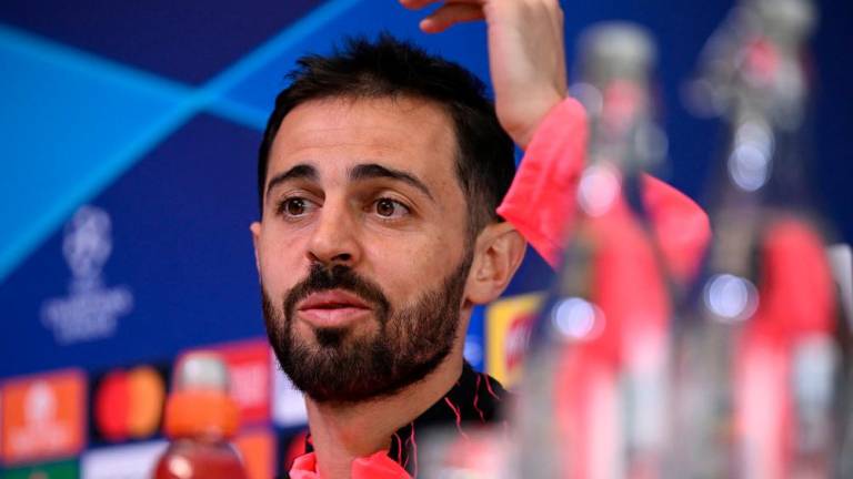 Manchester City’s Portuguese midfielder #20 Bernardo Silva attends a press conference at Manchester City’s training ground in north-west England on April 16, 2024, on the eve of their UEFA Champions League Group quarter-final second-leg football match against Real Madrid/AFPPix