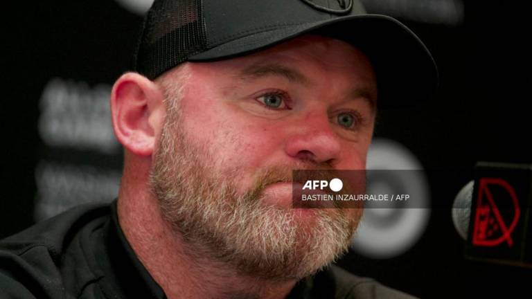 Wayne Rooney, Major League Soccer (MLS) All Stars Coach and current DC United Coach, speaks during a Major League Soccer (MLS) All Stars news conference in Washington, DC, on July 18, 2023. The MLS All Stars will play a friendly match against English Premier League’s Arsenal FC on July 19, 2023. - AFPPIX