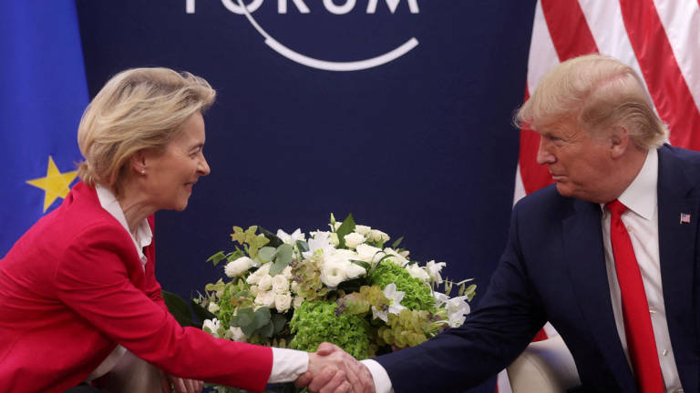 U.S. President Donald Trump attends a bilateral meeting with European Commission President Ursula von der Leyen during the 50th World Economic Forum (WEF) annual meeting in Davos, Switzerland, January 21, 2020. - REUTERS