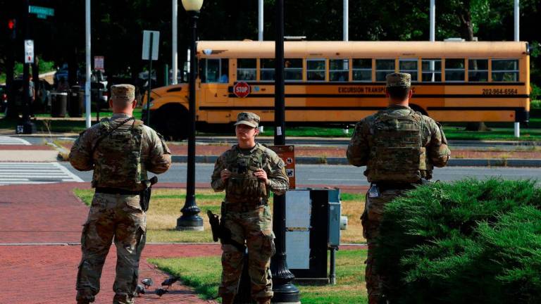 Members of the Louisiana National Guard, carrying their sidearms, patrol Union Station during the back-to-school season, weeks after U.S. President Donald Trump ordered National Guard and law enforcement to patrol the nation’s capital to assist in crime prevention, in Washington, D.C. Reuterspix