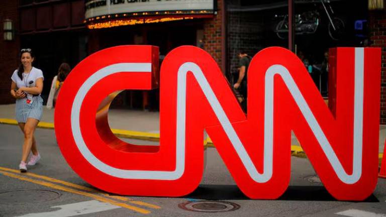 The CNN logo stands outside the venue of the second Democratic 2020 U.S. presidential candidates debate, in the Fox Theater in Detroit - REUTERSpix