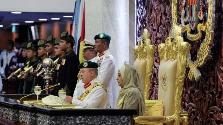 His Majesty Sultan Ibrahim, King of Malaysia delivers the royal address when gracing the official opening of the First Meeting of the Third Session of the 15th Parliament, in Dewan Rakyat, today.- BERNAMAPIX