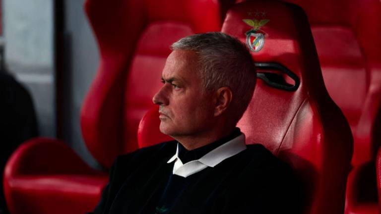 Fenerbahce's Portuguese coach Jose Mourinho is pictured during the UEFA Champions League play off second leg football match between SL Benfica and Fenerbahce at Luz stadium in Lisbon on August 27, 2025. - AFPPIX