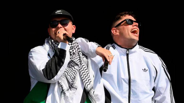 Moglai Bap and Mo Chara of Kneecap perform at Glastonbury Festival at Worthy Farm in Pilton, Somerset, Britain, June 28, 2025. REUTERS/Jaimi Joy/File Photo Purchase Licensing Rights