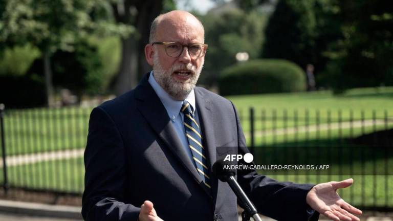(FILES) Director of the US Office of Management and Budget (OMB) Russell (Russ) Vought speaks to reporters outside the West Wing of the White House on July 17, 2025, in Washington, DC. - AFP
