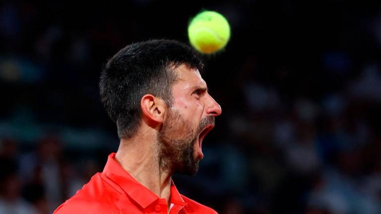 Novak Djokovic reacts during his third round match against Austria’s Filip Misolic REUTERS/Lisi Niesner