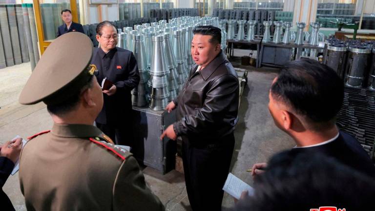 North Korea’s leader Kim Jong Un visits a factory that makes shells and machinery at an unspecified location in North Korea, in this image released May 7, 2025 by North Korea’s official Korean Central News Agency. REUTERSpix