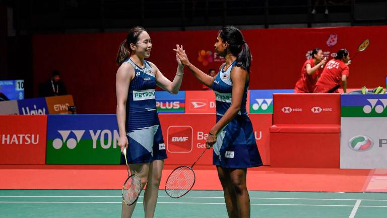 National women’s doubles pair Pearly Tan (L) and M. Thinaah. - BERNAMApix