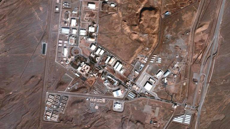 This handout satellite image provided by Maxar Technologies and taken on February 12, 2025 shows an overview of Iran's Natanz nuclear facility, south of the capital Tehran. A new explosion was heard early on June 13, 2025 at the key uranium enrichment site in Natanz in central Iran, Iranian state television reported, after Israel launched air strikes against the Islamic republic. - AFPPIX