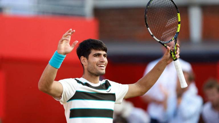 Spain’s Carlos Alcaraz celebrates winning his round of 16 match against Spain’s Jaume Munar Action Images via REUTERSpix