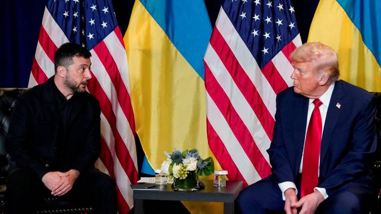 U.S. President Donald Trump meets with Ukrainian President Volodymyr Zelenskiy during the 80th United Nations General Assembly, in New York City, New York, U.S., September 23, 2025. - REUTERSPIX