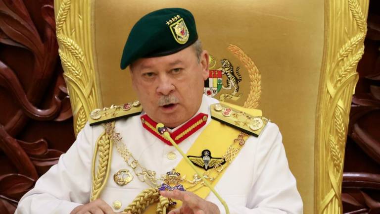 Yang di-Pertuan Agong Sultan Ibrahim delivers the royal address when gracing the opening of the First Meeting of the Third Session of the 15th Parliament in Dewan Rakyat, today. - BERNAMAPIX