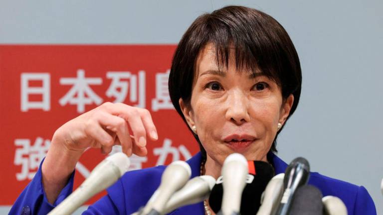 Sanae Takaichi, a veteran Japanese lawmaker, speaks at a press conference about her running in the ruling Liberal Democratic Party leadership race in Tokyo, Japan, September 19, 2025. REUTERS/Kim Kyung-Hoon
