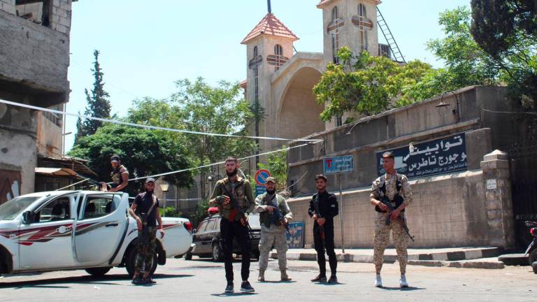 Syrian security forces secure the area near St. Joseph Church at Bab-Sharqi neighbourhood, following the suicide bombing at the Mar Elias Church on Sunday, June 22, 2025, according to Syria's health ministry, in Damascus, Syria June 23, 2025. - REUTERSPIX