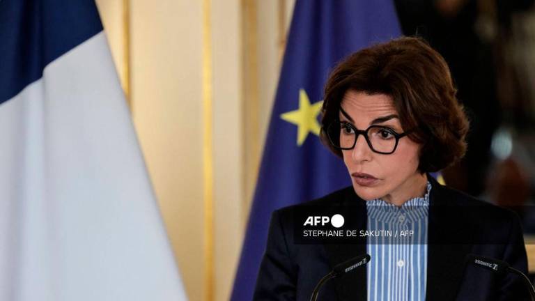 France’s Minister of Culture Rachida Dati delivers a speech during a ceremony for the restitution of three Sakalava skulls to Madagascar, at the Culture Ministry in Paris, on August 26, 2025. (Photo by STEPHANE DE SAKUTIN / AFP)