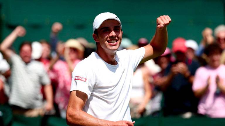 Tennis - Wimbledon - All England Lawn Tennis and Croquet Club, London, Britain - June 30, 2025Britain's Oliver Tarvet celebrates after winning his first round match against Switzerland's Leandro Riedi - REUTERSPIX