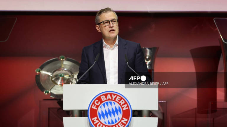 CEO of FC Bayern Munich AG Jan-Christian Dreesen speaks on the stage during the annual general meeting of the FC Bayern Munich eV in Munich on December 8, 2024. - AFP