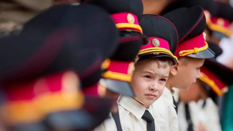 A young military cadet attends a ceremony to mark the start of the new school year, amid Russia's attack on Ukraine, in Kyiv, Ukraine September 1, 2025. - REUTERSPIX