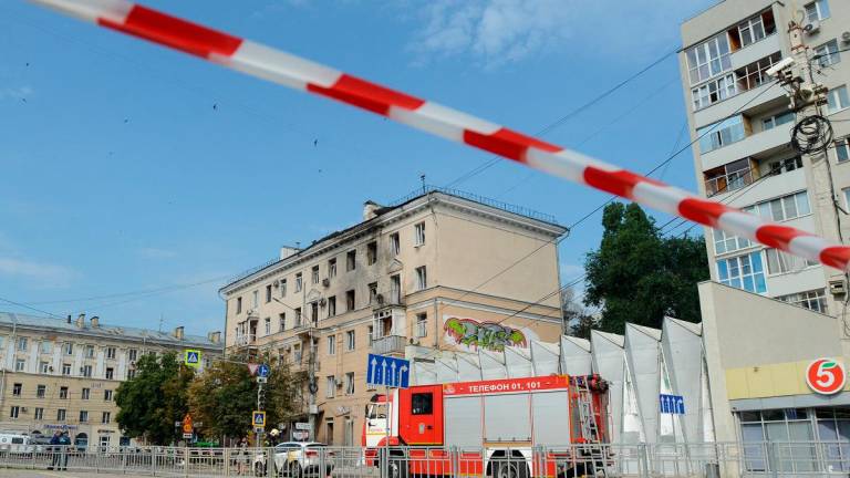 View shows an apartment building, damaged following what local authorities said was a Ukrainian drone attack, amid the Russia-Ukraine conflict, in the town of Voronezh, Russia July 15, 2025. - REUTERS/Stringer