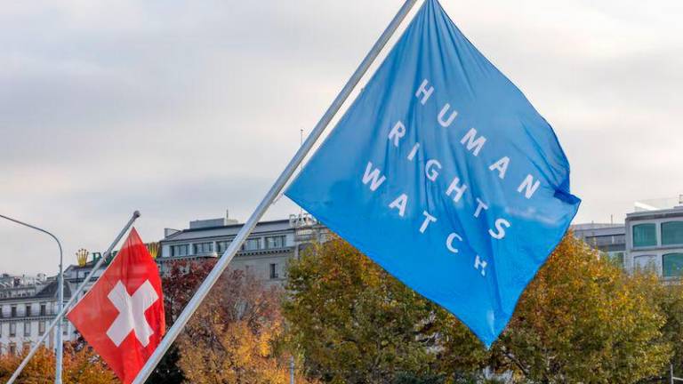 A Human Rights Watch flag - REUTERSpix