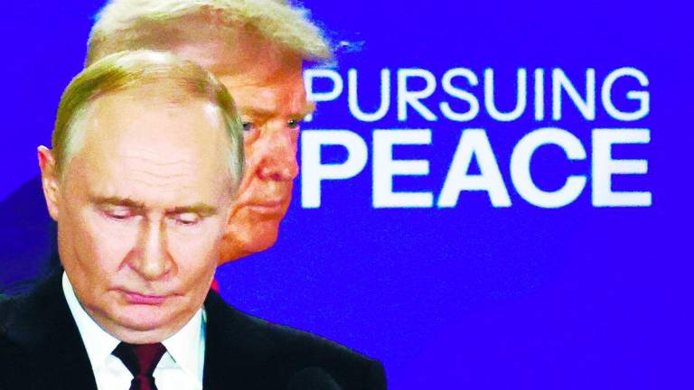 Trump and Putin hold a press conference following their meeting to negotiate an end to the war in Ukraine at Joint Base Elmendorf-Richardson in Anchorage, Alaska on Aug 15. – REUTERSpix