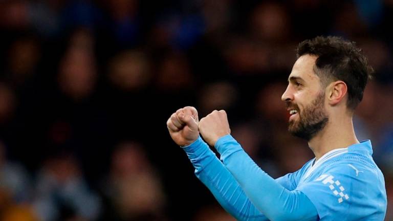 Manchester City’s Bernardo Silva celebrates scoring their second/REUTERSPix