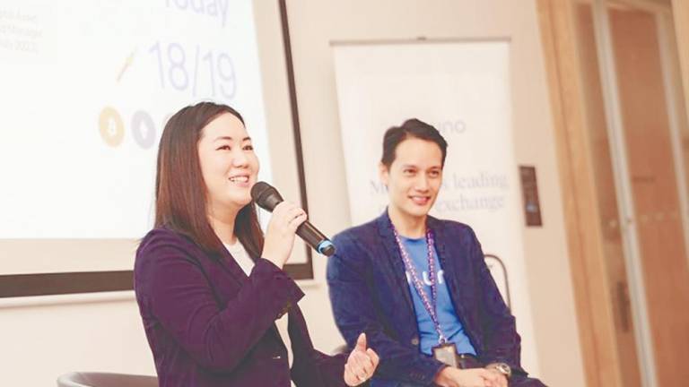 Chai (left) and Tang at Luno’s media briefing today.