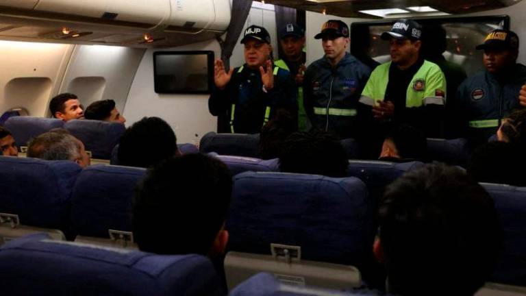 Venezuela’s Interior Minister Diosdado Cabello addresses migrants arriving on a flight after being deported from the United States, in Caracas, Venezuela, March 24, 2025. Venezuela’s Interior and Justice. REUTERSpix