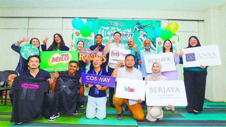 Some of the sponsors of the run at the official launch yesterday. – Adib Rawi Yahya/theSun
