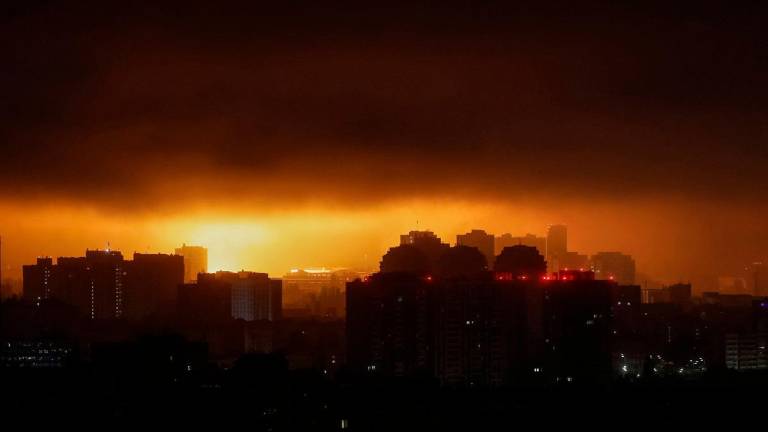 An explosion of a drone lights up the sky over the city during a Russian drone and missile strike, amid Russia’s attack on Ukraine, in Kyiv, Ukraine July 21, 2025. - REUTERS/Gleb Garanich