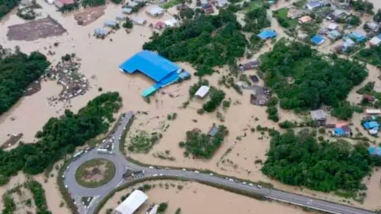 Long Lama town in Baram, Sarawak hit by massive floods. Pic courtesy Datuk Dennis Ngau office