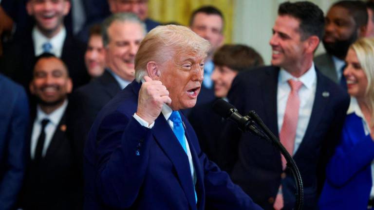 U.S. President Donald Trump speaks as he welcomes the Florida Gators, the 2025 NCAA Men’s Division I Basketball Champions, at the White House in Washington, D.C., U.S., May 21, 2025. REUTERSpix