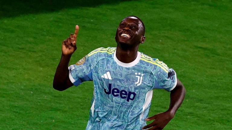 Juventus’ Randal Kolo Muani celebrates scoring their fourth goal REUTERS