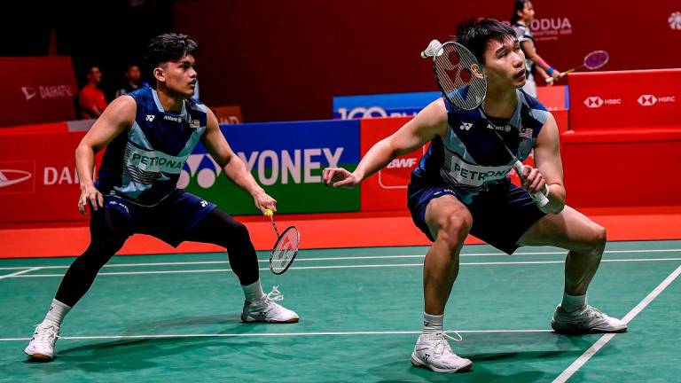 National men’s doubles pair Choong Hon Jian (R) and Muhammad Haikal Nazri. - BERNAMApix