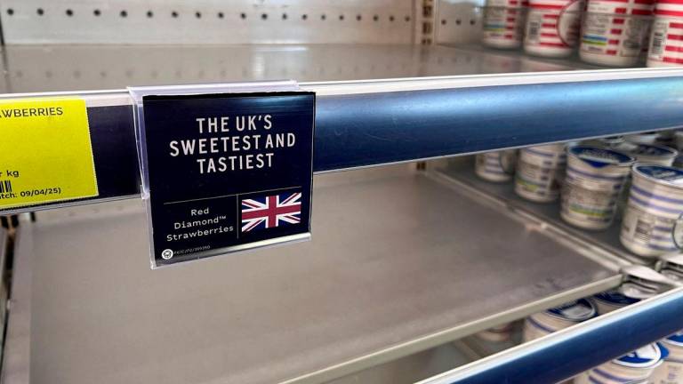 Empty shelves are seen at an M&amp;S Food Hall in London, Britain, May 14, 2025. REUTERSpix